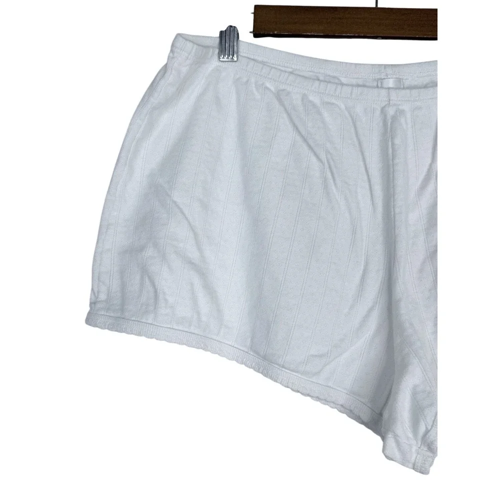 Leset Pointelle Mini Short White Size Large Cotton Dainty Eyelets Scalloped Edge - Picture 3 of 9